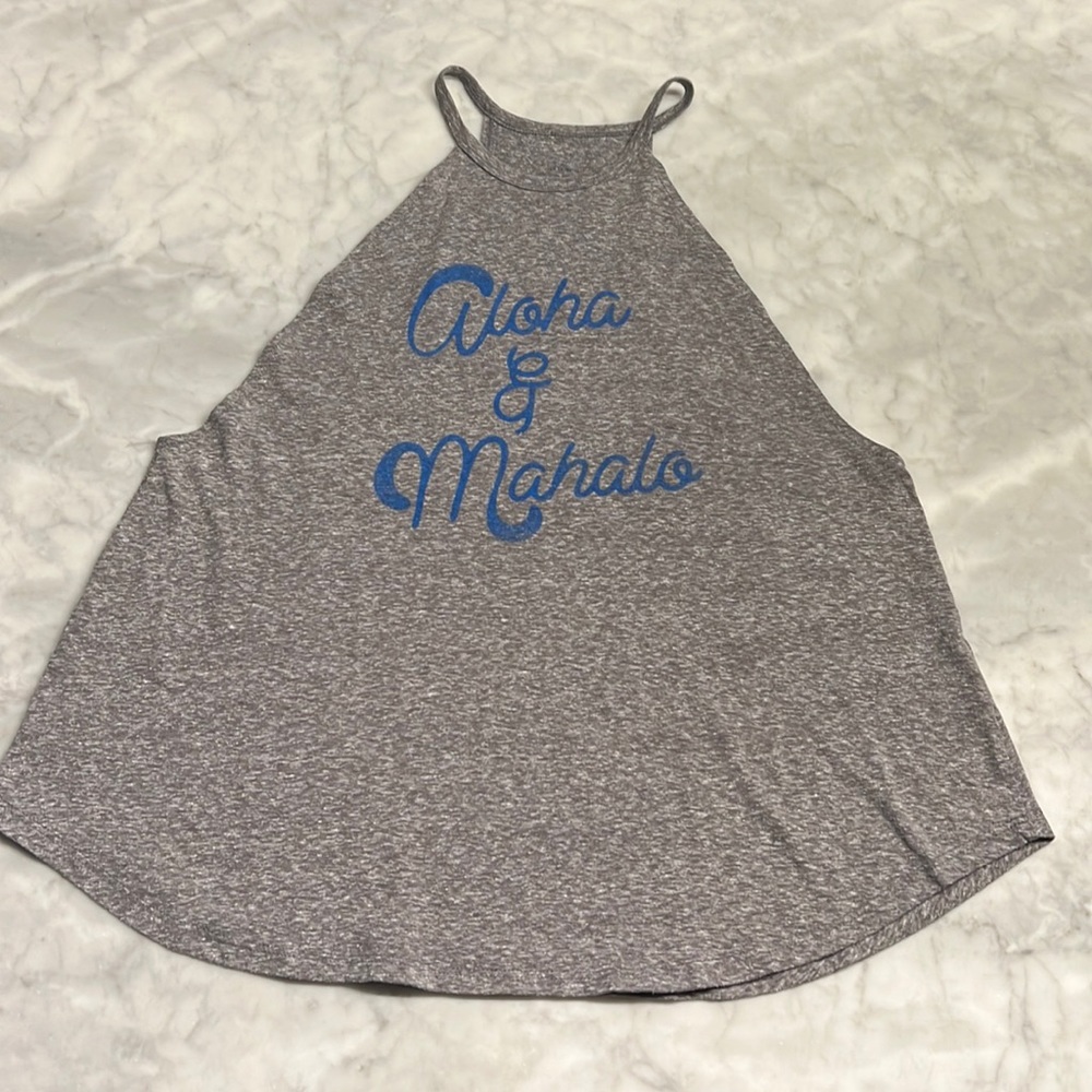 Billabong Gray Tank Top with Blue Print